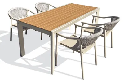 Produktbild von 4-sitzige Garten-Essgruppe aus Aluminium – Greige
