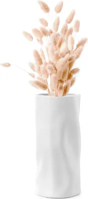 Produktbild von Navaris Deko Vase modern weiß - Wohnzimmer Blumenvase - Blumen Vase - asymmetrische Vase für Fensterbank Sideboard Kommode - Trockenblumen Pampasgras