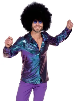 Image de chemise Disco Dancer des années 70 violette Taille : M