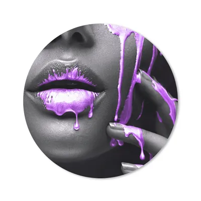 Produktbild von MuchoWow® Mauspad Mousepad Lippen - Schwarz - Lila 20x20 cm - Mousepads - Maus Mat - Pad - Mausunterlage - Schreibtischmatte