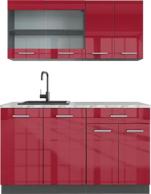 Immagine prodotto di Cucina monoblocco Vicco R-Line Rosso lucido 140 cm , PL Marmo, Model 43057