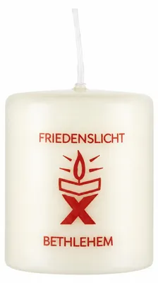 Produktbild von Kerze Friedenslicht aus Bethlehem Elfenbein 60 x Ø 50 mm, 1 Stück, KI-generiertes Bild
