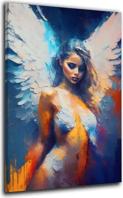 Produktbild von Wandbild Leinwandbild Frau als Engel Blue Kunstdruck XL Wanddeko: 60x90x2cm