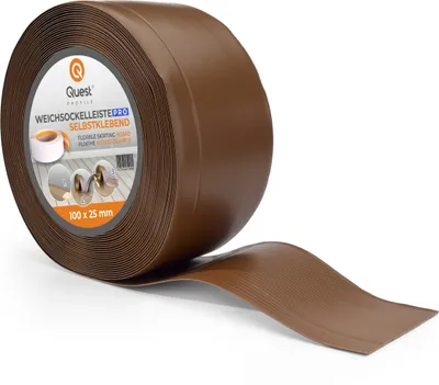Obrázok produktu pre QUEST Mäkká podlahová lišta, Pružná podlahová lišta, Rohová lišta, PVC 100x25mm, hnedá, 25m