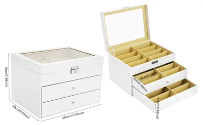 Productafbeelding van Brillenvitrines, 24 vakken, drielaags ontwerp, WIT