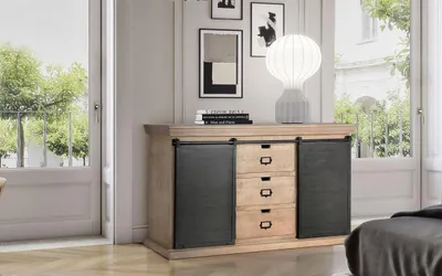 Immagine prodotto di Cassettiera in legno di mango in stile industriale, 85 cm x 160 cm x 40 cm Giner y Colomer