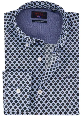 Produktbild von Blaues Casualhemd mit Button-Down-Kragen, normale Passform, bedruckt