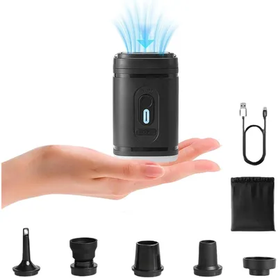 Produktbild von Mini-Luftpumpe, tragbare elektrische Luftpumpe 1200 mAh, geeignet für Schwimmbäder, aufblasbare Matratzen, Schwimmring-Vakuum-Aufbewahrungsbeutel