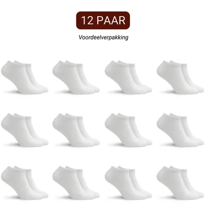 Productafbeelding van Sukats® 12 Paar Sneakersokken - Maat 43-46 - Wit - Heren Sokken - Enkelsokken - Naadloos - Katoen - Voordeelverpakking