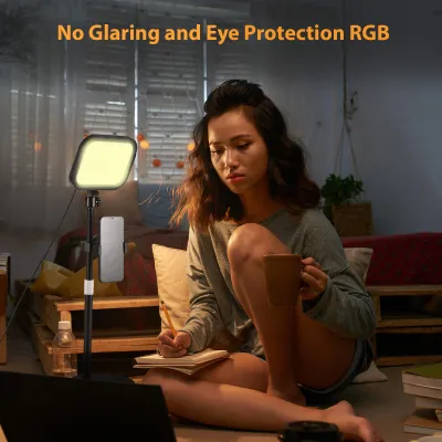 Obrázok produktu pre 2 balenia stolného LED videolampy, 12 W, konferencia pre Zoom Meeting, 3000 K–6500 K, fotografovanie, výplň s nastaviteľným stojanom, držiak telefónu, napájanie cez USB počítačom