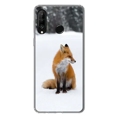 Produktbild von MuchoWow® Handyhülle Schutzhülle Hülle für Huawei P30 Lite Fuchs - Schnee - Winter Silikon Softcase Handy Hülle - Handyhülle
