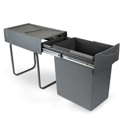 Produktbild von Emuca Recycle Recyclingbehälter für Küche, 1x20 Liter, Bodenbefestigung und Handauszug, Kunststoff anthrazitgrau
