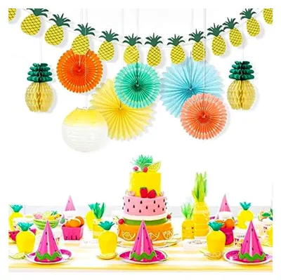 Produktbild von 5 Stück Ananas-Papier-Wabenkugeln für die Dekoration