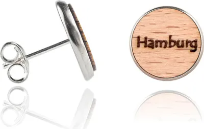 Produktbild von Holzohrstecker Edelstahl Hamburg in Buchenholz