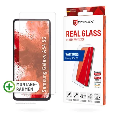 Produktbild von Displex Panzerglas (10H, 2D) für Samsung Galaxy A54 5G, Eco-Montagerahmen, kratzer-resistent, Samsung, Galaxy A54 5G, Trockene Anwendung, Schlagfest, Kratzresistent, Staubresistent, Transparent, 1 Stück(e)