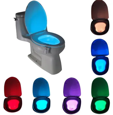Produktbild von Toilettenlampe LED Nachtlicht WC, 8 Farbwechsel Bewegungsmelder, Badezimmer Sensor Licht, USB Aufladbar, Automatische Abschaltung