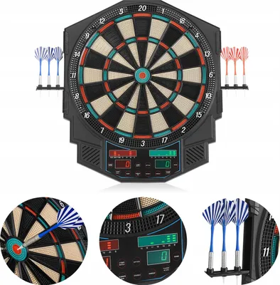 Produktbild von Outtec® Elektronische Dartscheibe, Dartautomat, Dartboard mit LED-Bildschirm - 27 Spiele 500 Variationen für 1-8 Spieler, inkl. 6 Darts und 50 Spitzen