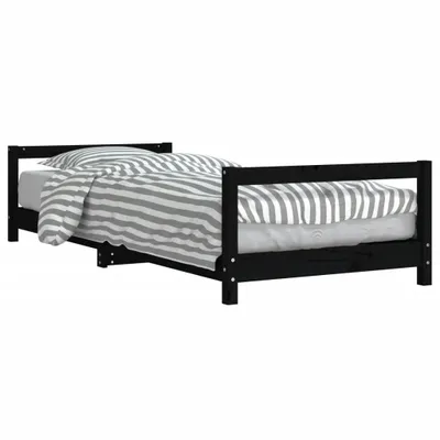 Image de Cadre de lit pour enfants noir 90x190 cm bois de pin massif
