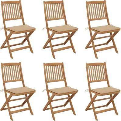 Produktbild von Klappbare Gartenstühle 6 Stk. mit Kissen Massivholz Akazie