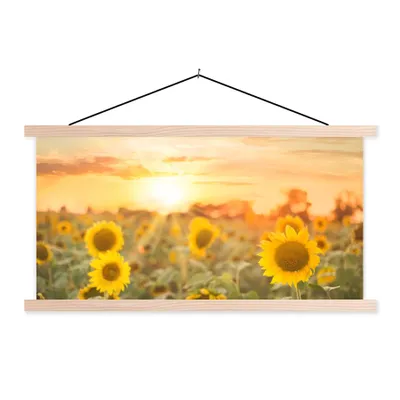 Produktbild von MuchoWow® Textilposter Sonnenblume - Sonne - Blumen 60x30 cm mit holzfarbenen Rahmen - Dekoration