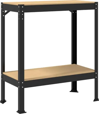 Produktbild von vidaXL Werkbank mit Regal Schwarz 81 x 41 x 91 cm Sperrholz und Metall