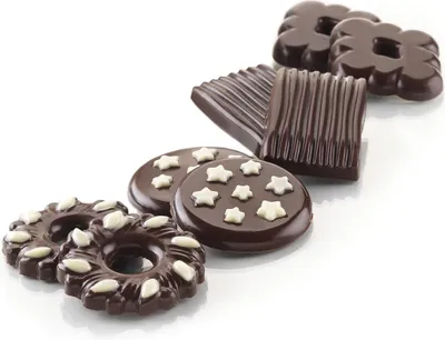 Produktbild von Backform Schokoladenform Pralinenform Silikon BISCUITS Layout 2x4=8 Mulden a7ml