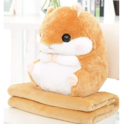 Produktbild von Hamster-Kuscheltier – Gefüllter Hamster mit Decke – 100 x 170 cm – Hellbraun