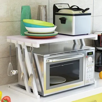 Image de Support de cuisine magnétique, en métal, avec 2 niveaux et 3 crochets, adapté aux cuisines, longueur réglable de 40 à 65 cm