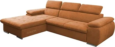 Produktbild von Ecksofa mit Schlaffunktion und Bettkasten, Couch für Wohnzimmer, Schlafsofa Sofagarnitur Sofa Eckcouch L-Form Wohnlandschaft mit Bettfunktion NILUX (Eckosfa NILUX Orange) 284 x 196 x 78 cm, Links Ottomane