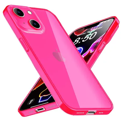 Obrázek produktu pro Neonové pouzdro pro iPhone 14 Plus, průsvitné barevné pouzdro na mobilní telefon, růžové