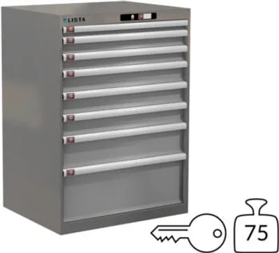 Produktbild von Lista Schubladenschrank - 78.588.521 - 1.000x717x572 mm (HxBxT) - 8 Schubladen - 75 kg - Key Lock - NCS S 6502-B/RAL 7035