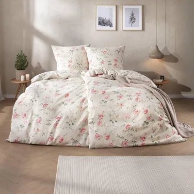Produktbild von Estella Samt + Seide Flanell Bettwäsche 135x200 Corvara leinen Rosen 5470-205