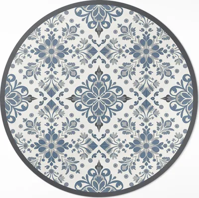 Produktbild von Dekorative Ornamente, Vintage-Pflanzenmotive– Vinyl Küchenteppich – fi 80cm – Rutschfest, pflegeleicht & langlebig