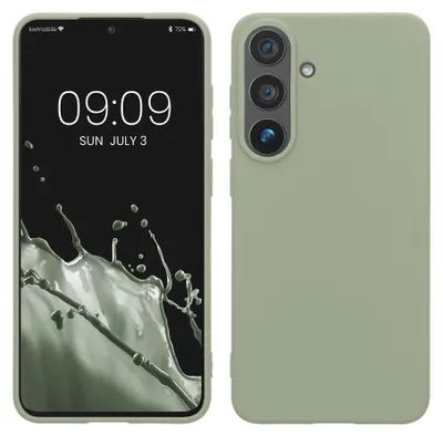 Produktbild von kwmobile Hülle für Samsung Galaxy S26 FE TPU Case - Handyhülle unterstützt kabelloses Laden, flexible Schutzhülle, gummiertes Cover in Graugrün