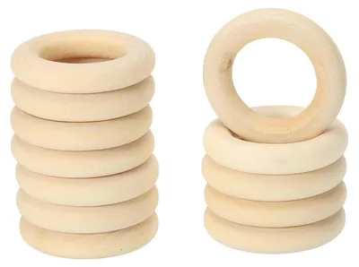 Houten ringen 30 mm, 60 Stück, naturbelassen, unfertig