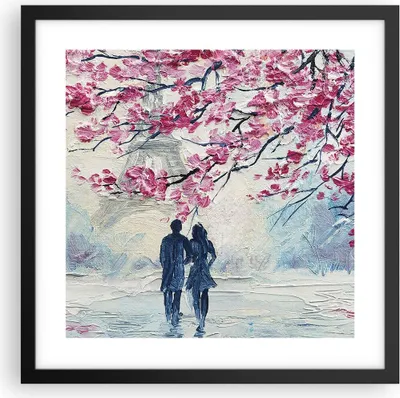 Produktbild von Gerahmtes Poster - Schwarzer Rahmen - Paar Paris Baum - 40x40 cm - Wand Bild - Wanddeko - Wandbilder - Kunstposter - Wandposter - Bilderrahmen - Bilder - Kunstdruck - Wandbild - P2BAC40x40-4211