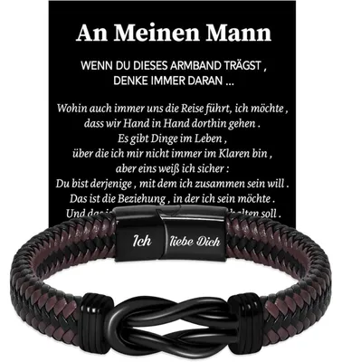 Image de Bracelet en cuir pour homme, gravé "Je t'aime", longueur 21 cm, fermeture magnétique en acier inoxydable