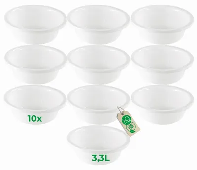 Produktbild von Novaliv 10x Spülschüssel Rund 3,3L, D28 cm, Weiß, BPA-frei & Spülmaschinenfest – Ideal für Küche und Camping, Rundschüssel, Runde Plastikschüssel, Waschschüssel, Kunststoffschüssel, Plastic bowl