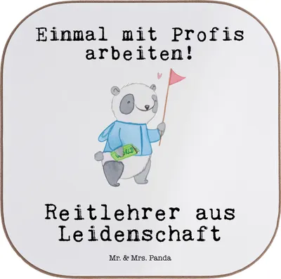 Produktbild von Mr. & Mrs. Panda Untersetzer für Gläser Reitlehrer Leidenschaft - Weiß - Geschenk, Holzuntersetzer, Glas, Coaster, Tassenuntersetzer, Tassen