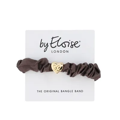 Produktbild von By Eloise London Gold Heart Silk Scrunchie Mocha