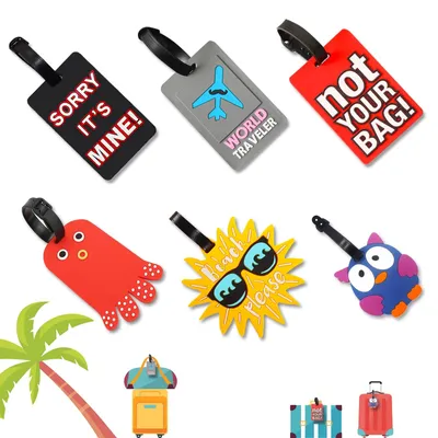 Productafbeelding van Kofferlabels - Siliconen bagagelabels - Set van 6 - Met adresplaat