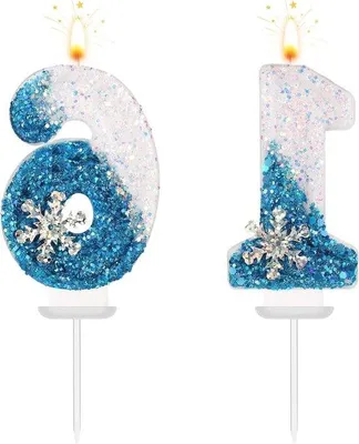 Produktbild von Verjaardagstaartdecoratie mit Nummern - Sneeuwvlok-Design - 16er Set