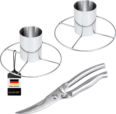 Image de bremermann ciseaux à volaille et 2x grills à poulet / set de 3 pièces en acier inoxydable