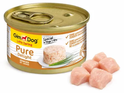 Immagine prodotto di GimDog 85gx12 Pure Delight Hühnchen, Immagine generata dall'IA