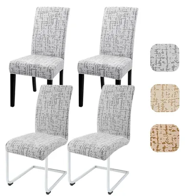 Stuhlbezüge 4er-Set, Stretch-Samt, elastisch, waschbar, für Esszimmer