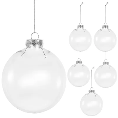 Weihnachtskugeln, durchsichtig, 10 cm, 6er-Set, Kunststoff, befüllbar, DIY