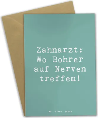 Produktbild von Mr. & Mrs. Panda Grußkarte Spruch Zahnarzt Nerven - Meeresbrise - Geschenk, weihnachtskarten, neujahrskarte, Herausforderung, Zahnheilkunde, hochzeitskarten, Präzision