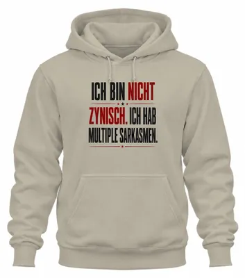 Produktbild von Ich bin nicht zynisch Ich hab Statement Sarkasmus Ironie Hoodie Kapuzenpullover, Natur, XL
