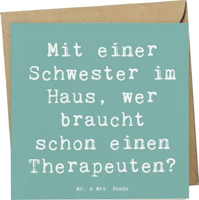 Produktbild von Mr. & Mrs. Panda Grußkarte Spruch Schwester Glück - Meeresbrise - Geschenk, Geschwisterliebe, Glückwunschkarte, beste Freundin, Lächeln, handgefertigt, Weihnachten, Liebe