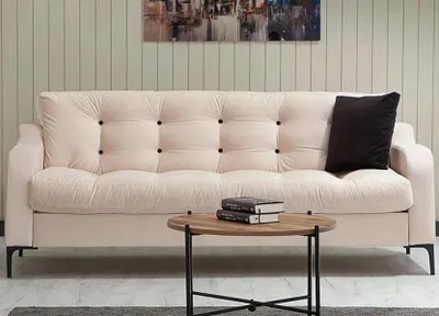 Produktbild von Zweisitzer Sofa 2 Sitzer Polstersofa Stoffsofa Couch Beige Wohnzimmer